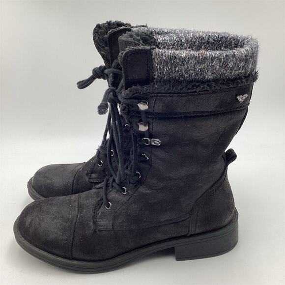 Roxy Women's Black Mid-Calf Combat Boots Size 8 Casual Lace Up - Picture 10 of 10